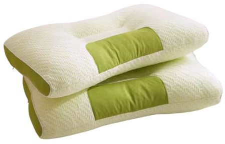 Zeninflate Bamboo Charcoal Fiber, Lightweight Bed Pillow, 1Pc 74 x 48 cm, Cream and Green