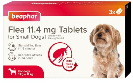 Beaphar - Flea Tablets for Small Dogs (1-11kg) - 3 Treatment Pack - Rapid Knock Down of Fleas - Starts Killing Fleas In 15 Minutes, Kills 100% in 24hrs - Veterinary Medicine For Dogs from 4 Weeks Old