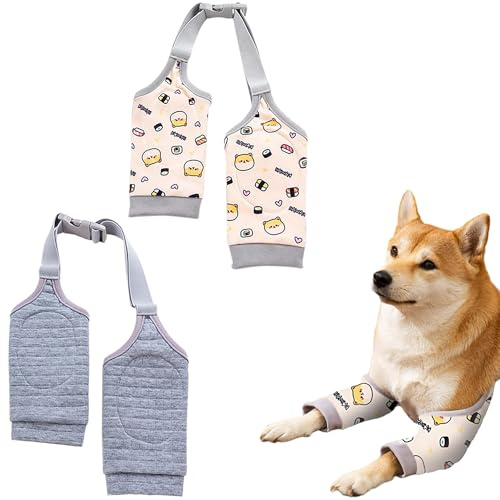 Ltsbaed Hundebeinschutz, 2 Stück Recovery Sleeve Hund, Kniebandage Hund Hinterbein, Hund Chirurgie Recovery Sleeve für Vorderbeine, für mittelgroße und große Hunde (Gelb, Grau XXL)