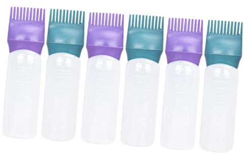 BAZEITFLOW 6 Piezas Botellas Aplicadora de Aceite Cabello Botella para Raíces Aplicador de Tinte Cabello para Teñir el Casa Aplicadora de Raíces