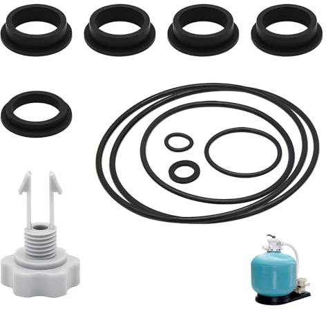 Lynqvor - Lote de 12 piezas de repuesto para filtro de arena para piscina, compatible con bombas de filtro de arena Krystal Clear, incluyendo válvula de descarga de aire y juntas de tubo variadas