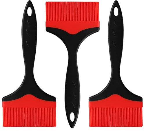 Silikonpinsel Backpinsel Silikon, 3 Stück Küchenpinsel Silikon, Spülmaschinenfeste Backpinsel für Grillen und Backen, Lange 25 cm Breite 10 cm