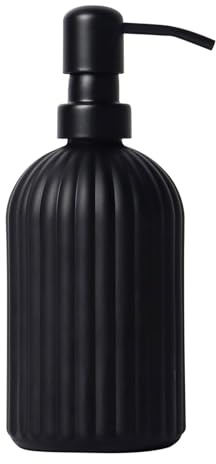 Glass Soap Dispenser, 400ML Shampoo and Conditioner Dispenser, Liquid Hand Soap Dispenser with Black Pump, Refillable Kitchen Bathroom Pump Bottle - Black