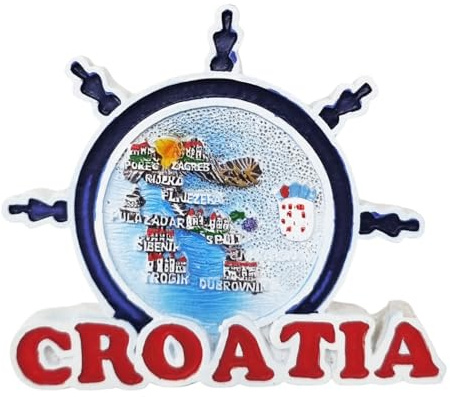 KUSTOM ART Kühlschrankmagnet Kroatien Steuerrad 3D-Magnet Sammlermagnet 8x7cm KL/7