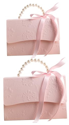 Flachkarton 2 Stück aus Papier mit Perlenkette, Rosa | Zuhause und Büro, Glatte Abgerundete Kanten, Leicht, Platzsparend, mit Klettbandverschluss
