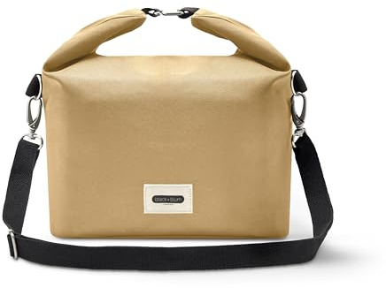 BLACK + BLUM Isolierte Lunchtasche 10L | Rolltop | Beige | 22 x 18 x 34cm | Kühltasche faltbar mit Schultergurt, auslaufsicher wasserabweisend, recyceltes PET, Lunch Bag Arbeit, Picknick & Meal Prep