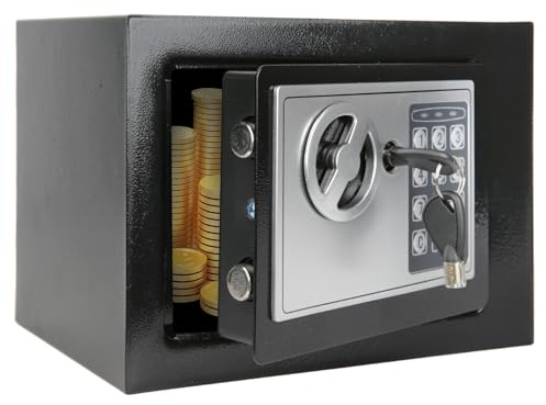Coffre-fort de 4,6 l pour la maison, coffre-fort électronique antivol avec 2 clés, coffre-fort étanche, boîte de sécurité numérique pour objets de valeur, argent liquide et documents importants