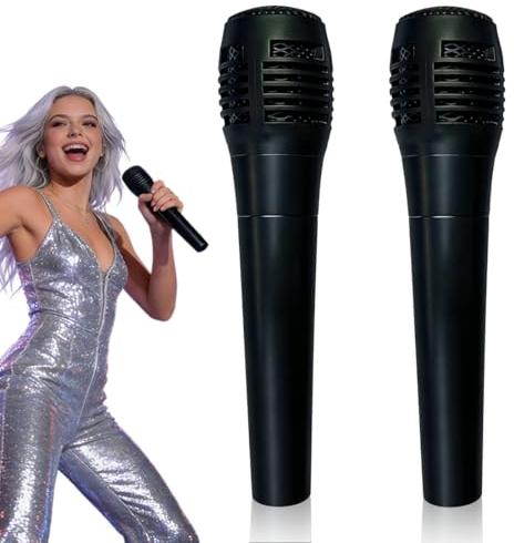 Quesuc 2 Pièces Microphone Pour Enfants Microphone Simulé Accessoire Microphone En Plastique Faux Microphone En Plastique Pour Costumes, Photographie, Spectacles, Accessoires Pour Fêtes D'Anniversaire