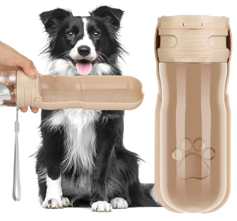 AiQInu 520ML Hunde Trinkflasche, 180° Faltbare Hund Katze Haustiere Auslaufsicher Wasserflasche, Tragbare Hundewasserflasche für Kleine Pet zum Wandern Reisen
