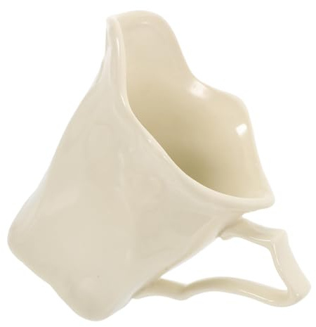 GALPADA Jarra de Cerámica para Leche y Azúcar con Antiguo Jarra Pequeña Color Beige para Servir Capuchino y Café con Vertedor para Uso Doméstico y Oficina
