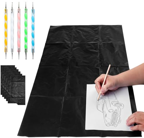 DYHNQE 6 Bögen Graphitpapier, Großes Kohlepapier zum Durchzeichnen 91x51 cm Kohlepapier Zum Nachzeichnen Graphit Transferpapier für Papier Holz Stoff und kreative Bastelprojekte