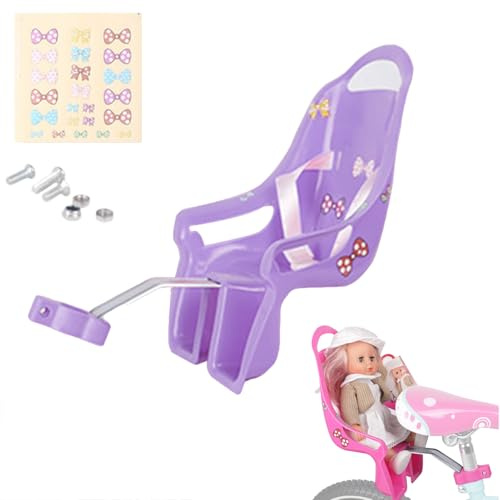 Kinderfahrrad Puppensitz mit Aufklebe, DIY Babypuppen-Fahrradträger, Befestigungszubehör für Kinderfahrräder, K inderfahrrad Zubehör K inderfahrrad Set Geschenke Für Kinder (Lila)