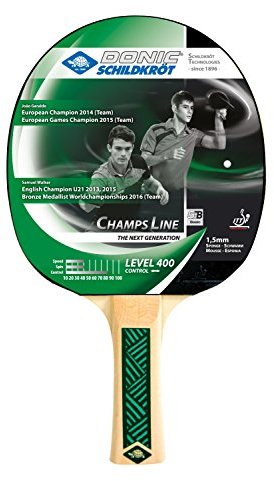 Donic-Schildkröt Tischtennisschläger Champs Line 400, FSC-Holz, 1,5mm Schwamm, Jade - ITTF Belag