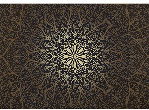 Runa Art Fototapete Mandala Orientalisch 352 x 250 cm Vlies Tapeten XXL Moderne Wandtapete Wohnzimmer Schlafzimmer Braun Gold 9093011a