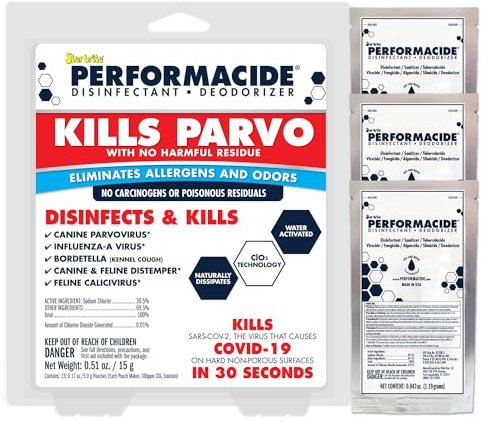 PERFORMACIDE No-Rinse Disinfectant / Deodorizer for Pet Surfaces | Kills Parvovirus, Ringworm, Feline Calicivirus, Avian Influenza (Bird Flu) Naturally Dissipates, 3 Gallon Eco-Friendly Refill Pouches
