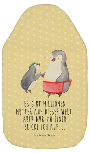 Mr. & Mrs. Panda Wärmflasche Pinguin mit Kind - Geschenk, Wärmflasche mit Bezug, Wärmflaschenbezug, Familie, Körnerkissen, Opa, Wärmekissen,