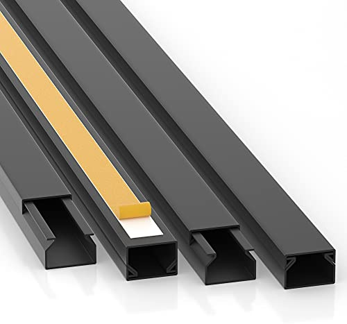 CILSON Kabelkanal, 15x10 mm, 20x1 m, Schwarz, selbstklebend + Bodenlochung | PVC, UV-beständig, Innen & Außen, 20 Stangen à 1 m = 20 m, Made in Germany