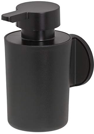 Tiger Tune Seifenspender zur Wandbefestigung, einfache Montage ohne Bohren Dank integrierter Klebefolie, optional Befestigung zum Schrauben, Black Metal gebürstet/Schwarz