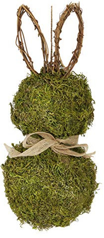 HEITMANN DECO Türkranz Hase mit Schleife und Blume - Tischdeko, Fensterdeko, Wanddeko - Frühling, Ostern, Osterdeko - Natur, Grün, 32 x 14 x 2 cm