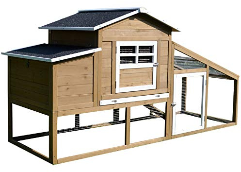 PawHut Pollaio da Giardino per Galline con Corsa e Zona di Nidificazione Vassoio Estraibile, 200x80x105cm