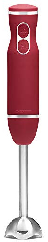 Chefman Immersion Blender, 800W Hand Blender with Stainless Steel Blades, Powerful Electric Ice Crushing 2-speed Control Handheld Food Mixer, Purées, Smoothies, Shakes, Sauces & Soups, Red