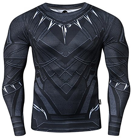 Nessfit Camiseta de compresión de manga larga para hombre, diseño de superhéroe, para gimnasio, correr, entrenamiento, fitness, camiseta interior, Superhero 4, L