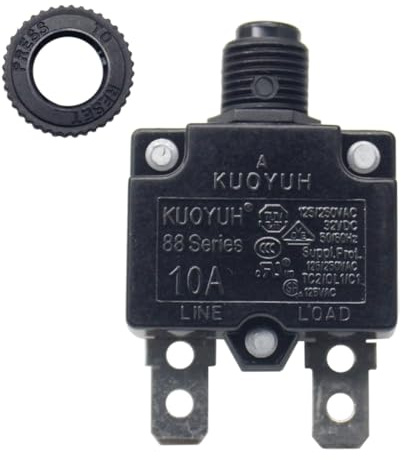 KUOYUH Disjoncteur thermique USA 10 A série 88 à connexion rapide avec couvercle anti-poussière transparent et étanche (lot de 1)