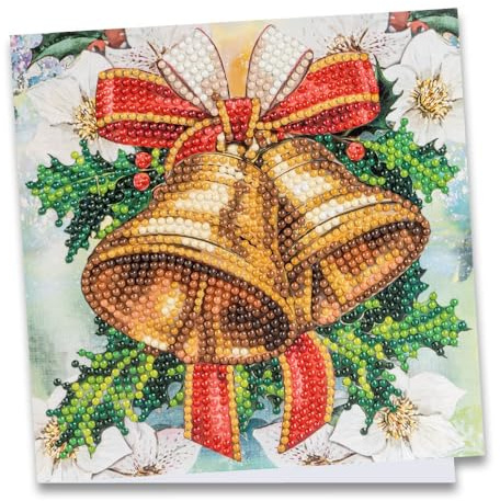 Ideen mit Herz Diamond-Painting-Grußkarte | 16 x 16 cm | 370 g/m² | inkl. Umschlag & Werkzeug (Glocken mit Christrosen & Ilex)