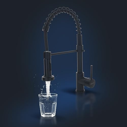 Rosenhahn & Söhne Sylt 200 Küchenarmatur mit Brause- 360° drehbarer Wasserhahn Küche - Armatur Küche [schwarz] - 2-fach verstellbare Spültischarmatur - Brause & Strahl - Anschlussschläuche