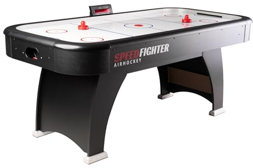 Bandito Airhockey SpeedFighter, Turniergröße, Spielfläche mit High-Speed Luftgebläse, Stabiler robuster Speed-Hockeytisch, Tolle Optik, Soundeffekte, LED Toranzeige, 182x91 cm, 50 kg
