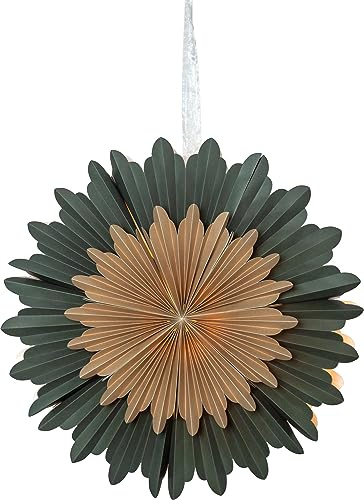 EGLO Weihnachtsstern für innen, Dekostern aus Papier zum Aufhängen | Fensterdeko in Grün und Gold, 3D Adventsstern, Wand Deko Wohnzimmer, Ø 50 cm