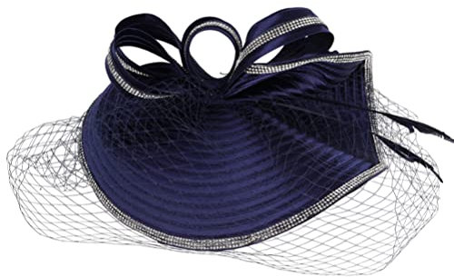 SHERCHPRY Vintage Fascinator Blau Fascinator-Hut Hochzeitsblumen- -Mesh-Bänder-Stirnband Teeparty-Hut-Kopfstück für Und