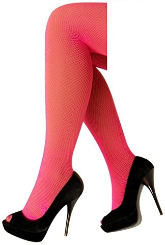 krautwear Damstrumpbyxor nätstrumpbyxor kostym karneval 80-tals en storlek, Neon rosa