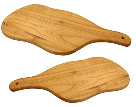 BATANIA 2 x Kirschholz-Brett | Brotzeitplatte | Holzbretter aus massivem Kirschholz mit Griff | ca. 43 x 19 cm