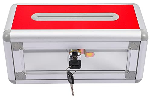 NUOBESTY Boîte à Dons avec Cadenas Boîte Conseils Cartes de Loterie Cartes Urnes Boîte pour La Collecte Boîte pour Vote Jetons Don - Rouge