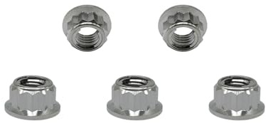 RISON-Titanium Tuerca de Titanio M6 M8 M10, Tuerca de Brida Bihexagonal 12PT, Tuerca de Bloqueo con Reborde Contratuerca de de Piñón de Motocicleta, Tuerca de Seguridad Autoblocante, 5 Unidades