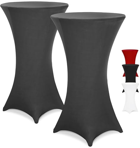 DETEX 5X Stehtischhussen 70-75cm Anthrazit | Stretch, Überzug, verstärkter Fußbereich, Waschbar, Party, Hochzeit, 165g/m², Faltenfrei, Bistrotisch, ÖkoTex Zertifiziert