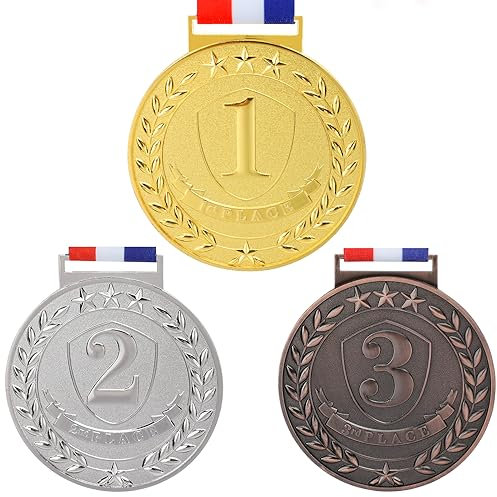 Abaokai 1st, 2nd, 3rd Medals for Award- 3 Inches Olympic Style Winner Medals Gold Silver Bronze Prizes for Competitions, Party (Gold Silver Bronze-3pcs)