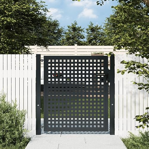 Festnight Gartentor Metall 105x100 cm Gartentür Zauntor Hoftor Tür Tor Zauntür Einfahrtstor Gartenpforte Einzeltor Pforte Abschließbar mit Pfosten Stahl Anthrazit
