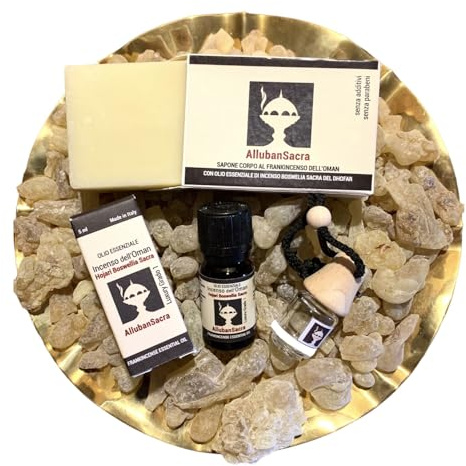 Set 3 Pezzi Frankincenso Olio Essenziale Boswellia Sacra Sapone Corpo Diffusore Vetro piccolo