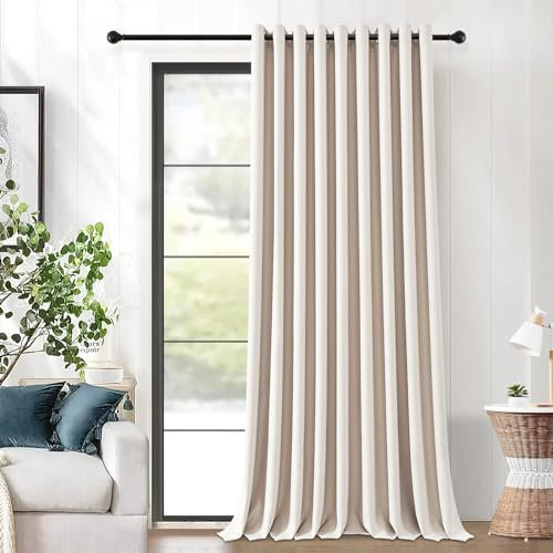 MRTREES Thermo Vorhang Verdunkelung mit Ösen Vorhänge Beige Blickdicht Gegen Kälte, Gardinen Extra Breite 300 cm, Lang 240 cm, 1 Stück, Raumtrenner Vorhang für Kinderzimmer Schlafzimmer Schrank