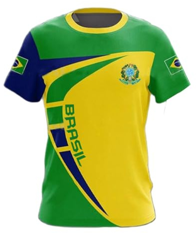 YuanDiann 2024 America Calcio Coppa Magliette Brasile Tifosi Fare Il Tifo Sport Casual Uomo Donna Bambini Bandiera Nazionale Stampa Girocollo Manica Corta Asciugatura Veloce T Shirt