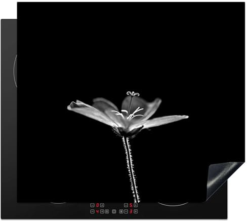 KitchenYeah© Induction Hob Protector Mat Stove Cap Top Cover Kitchen Cooker | 20.5x23.2 / 59x52 cm - Covers for Electric Hobs Vinyl Geranium - Black - White