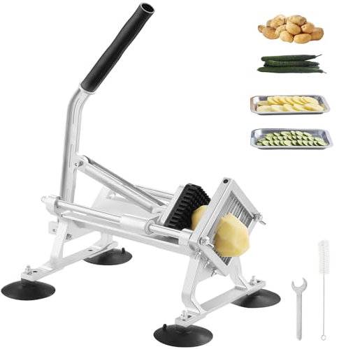 VEVOR Commercial Vegetable Slicer, 1/4 inch Fruit Cutter, Stainless Steel and Aluminum Alloy Vegetable Cutter Machine, Manual Slicer with Non-slip Feet, for Radishes, Onions, Potatoes, Lemons