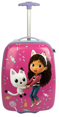 Undercover - Trolley en Polycarbonate - Gabby's Dollhouse - 16 inch - avec Sangles de Serrage et Compartiment zippé - Tige télescopique - léger et Robuste - pour Enfants