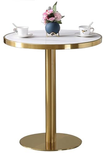 DMCHENGMA Bartisch, robuster Bartisch mit goldenem Metall-Eisen-Sockel, runde Marmor-Arbeitsplatte, geeignet für kleinen hohen Tisch im Bar Counter Kitchen Club(Size:55x105cm)