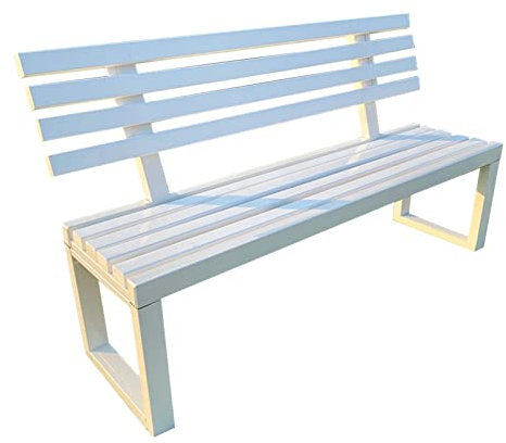 SORVA Gartenbank für die Terrasse, Doppelsitz aus Massivholz, Rahmen mit Hochtemperaturlackierung, Dekoration für Einkaufszentrum/Park/Garten (Farbe: Weiß 100 cm, Größe: mit Rückenlehne)