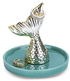 WESTCRAFT Ringhalter Schale Ablage Organizer für Ringe und Schmuck | Schmuckhalter Schmucktablett Ringständer für Ringe, Ketten, Armbänder (Nayade gold)