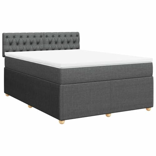vidaXL Boxspringbett mit Matratze Dunkelgrau 160x200 cm Stoff