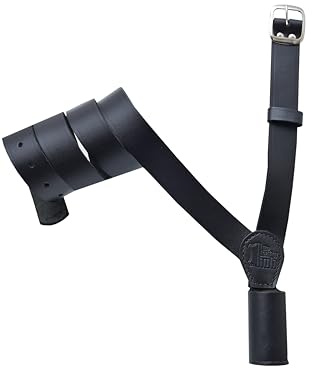 Leather Flag Pole Holder Cross belt, Black Left Shoulder Pole Carrier Strap, Brass Buckle with Silver finish, Army Military Parade belt and Ceremonial Accessory, Durable & Adjustable, Unisex